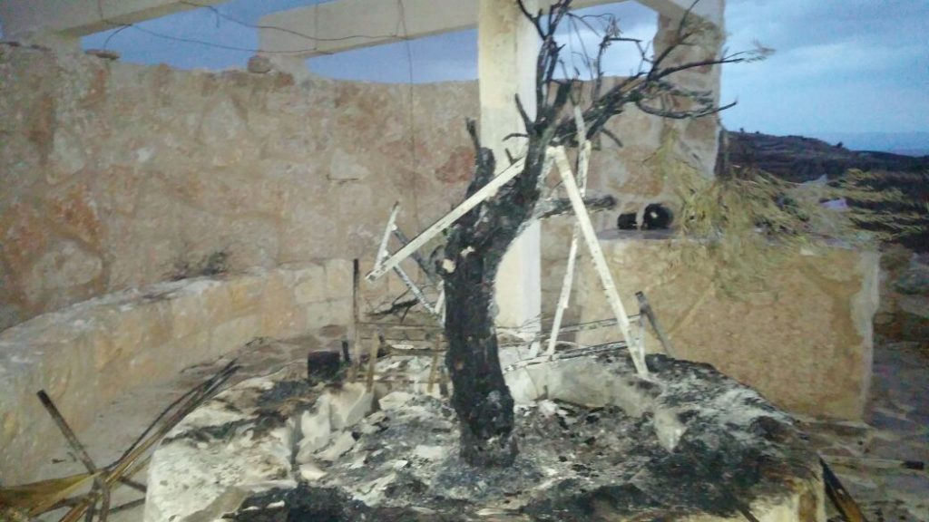 Destroyed interior of Mitzpe Ziv
